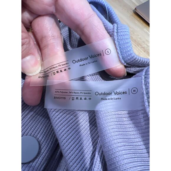 Outdoor Voices CozyRib Cropped Cardigan Earl Gray - Picture 6 of 6